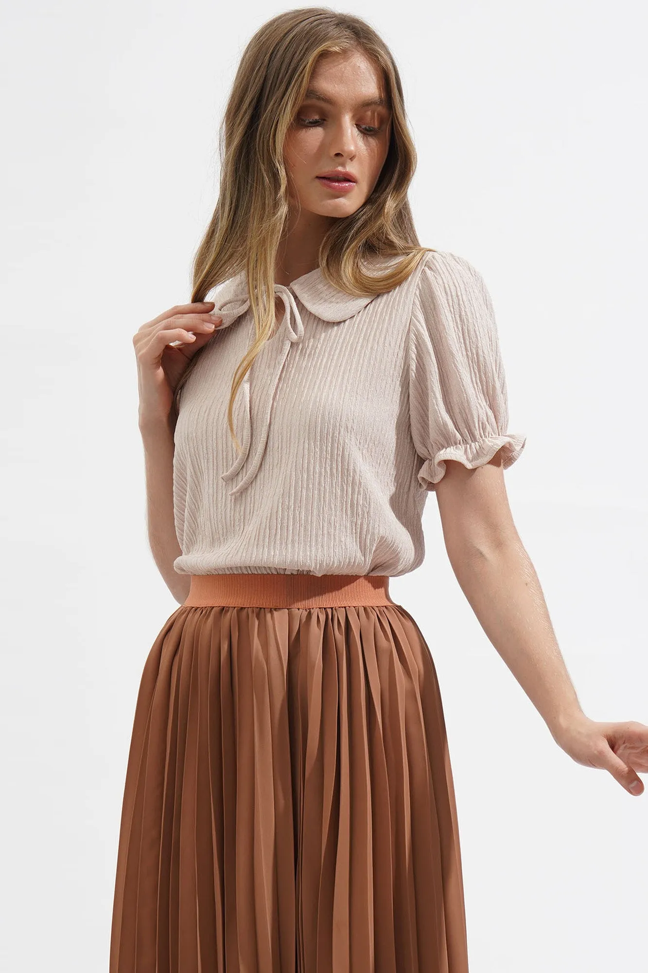 Textured Peter Pan Collared Tee