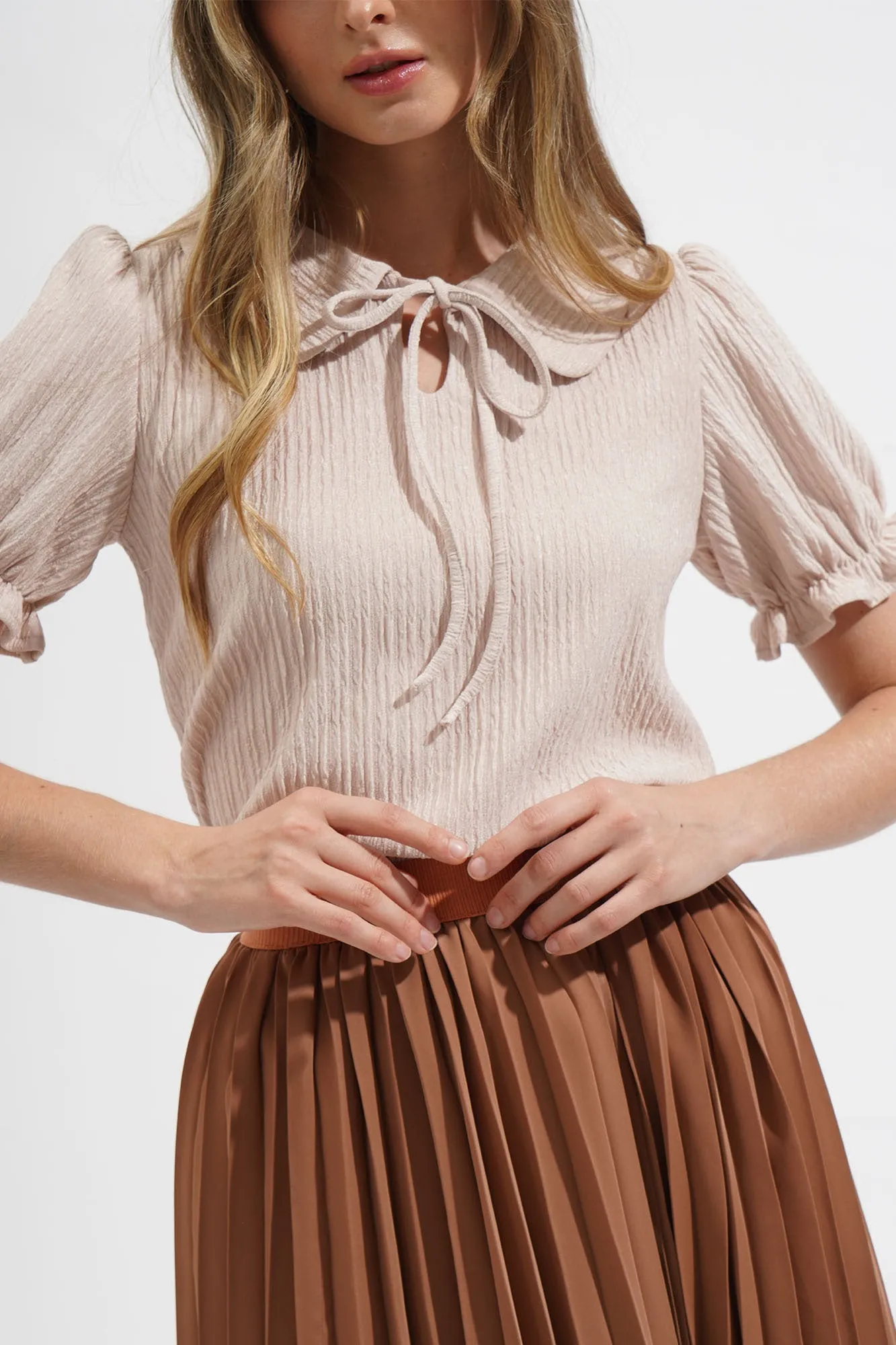 Textured Peter Pan Collared Tee