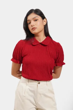 Textured Peter Pan Collared Tee