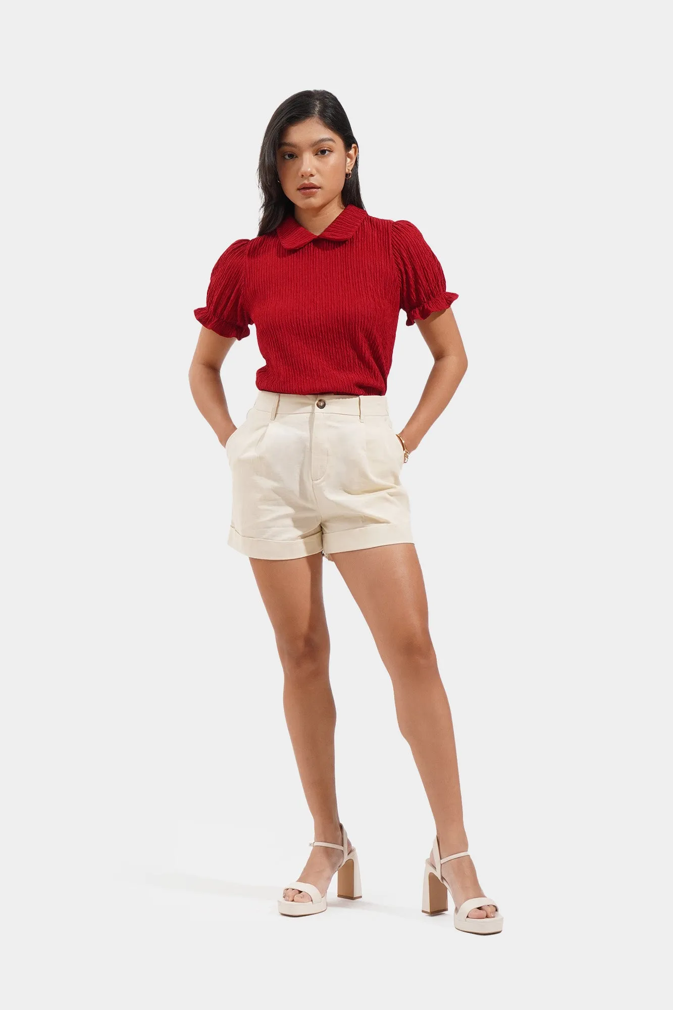 Textured Peter Pan Collared Tee