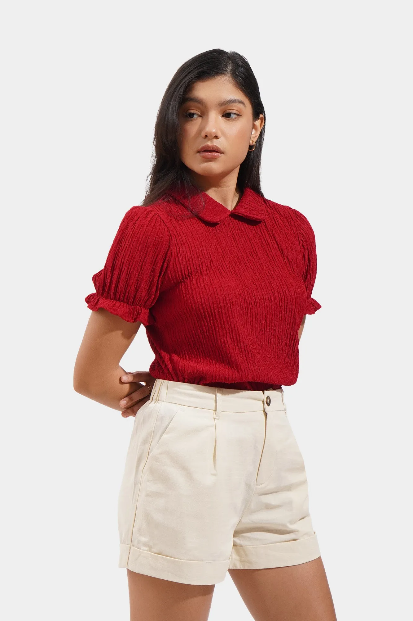 Textured Peter Pan Collared Tee