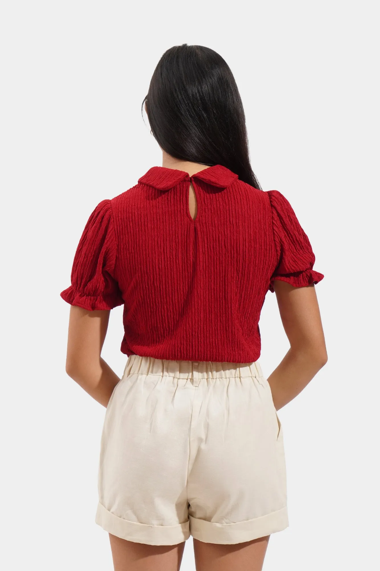 Textured Peter Pan Collared Tee