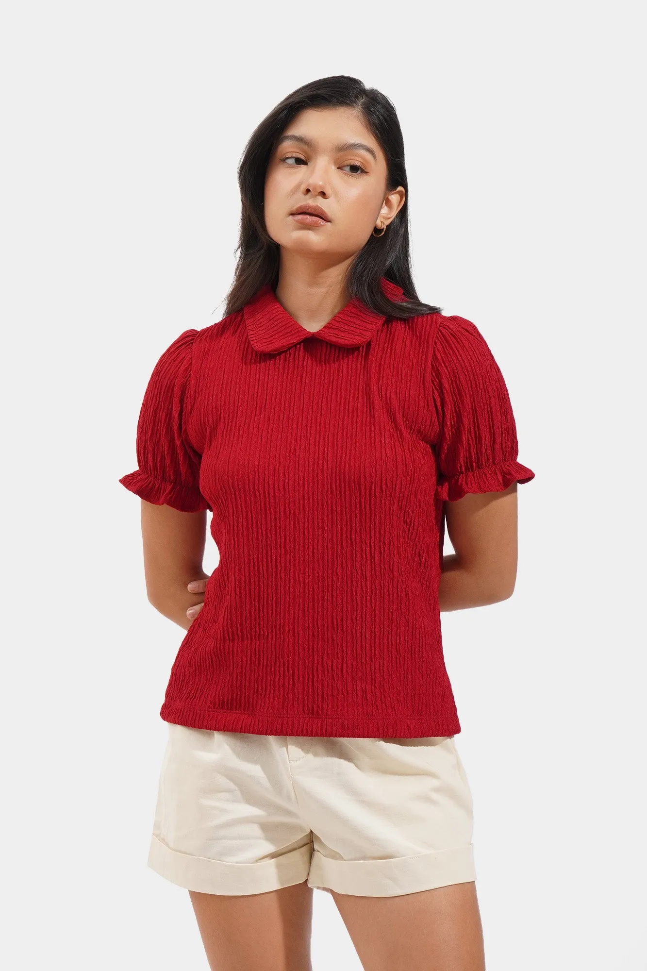 Textured Peter Pan Collared Tee