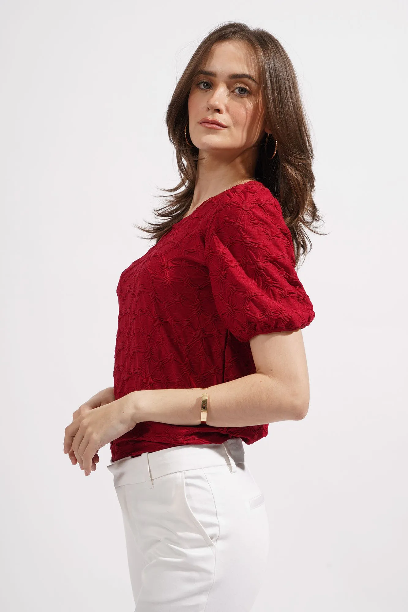 Textured Puff Sleeve Tee