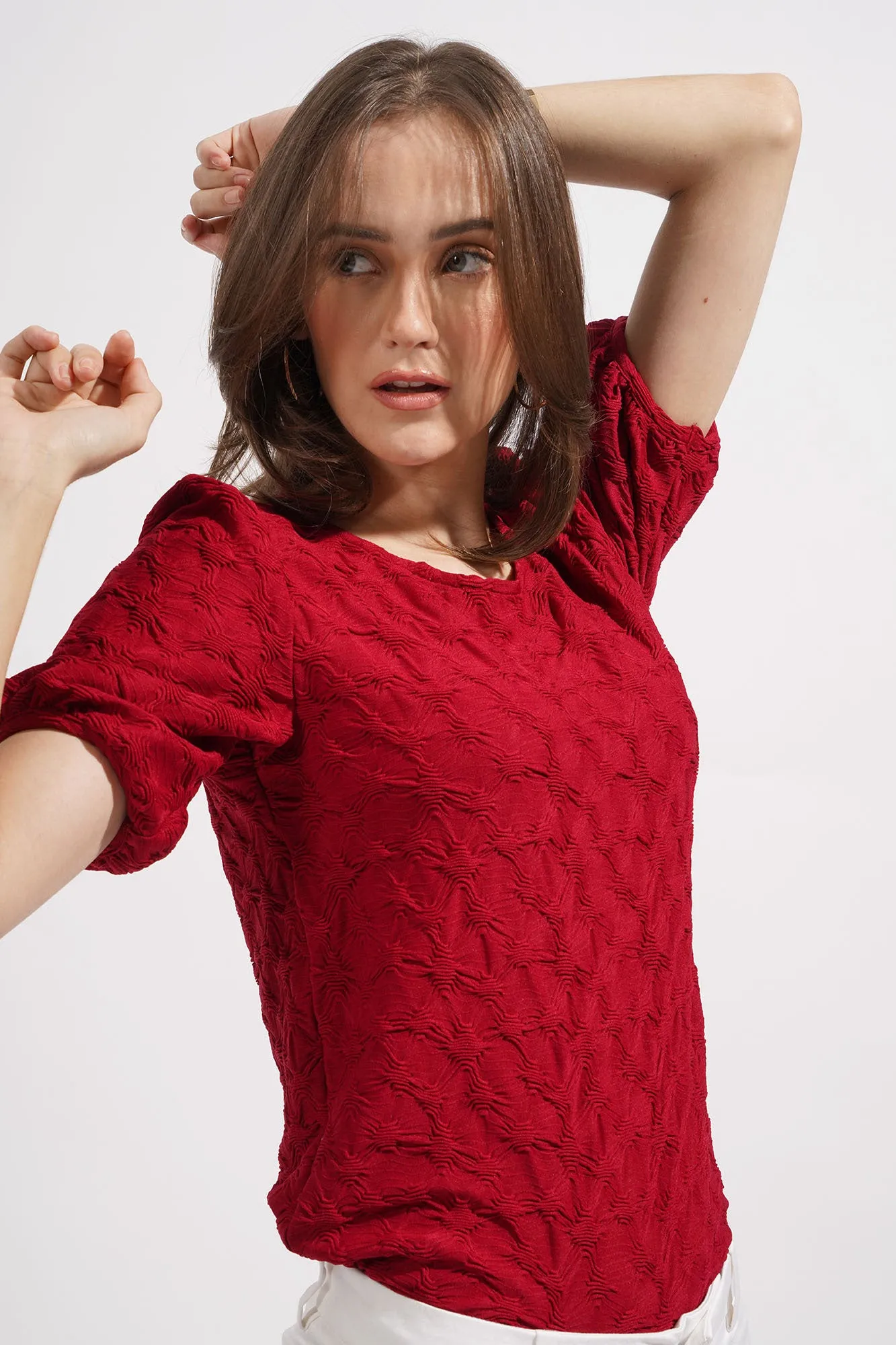 Textured Puff Sleeve Tee
