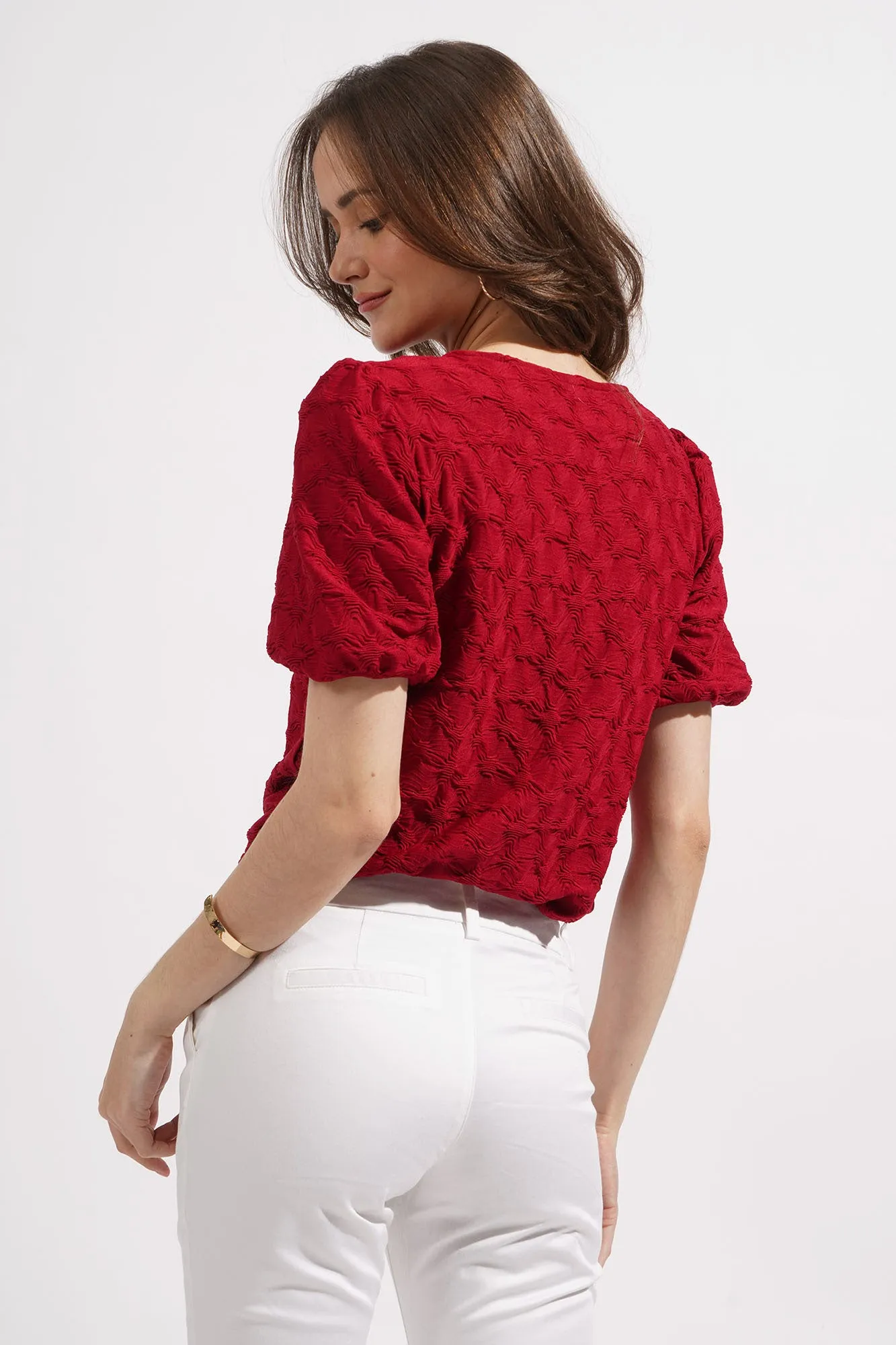 Textured Puff Sleeve Tee