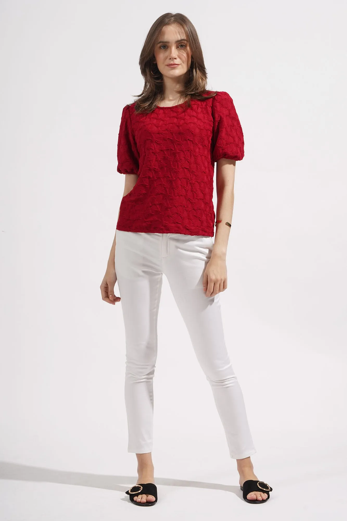 Textured Puff Sleeve Tee