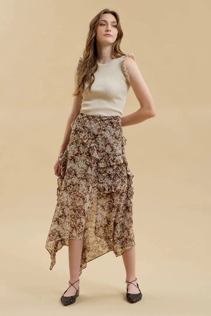 Thigh Slit Floral Skirt