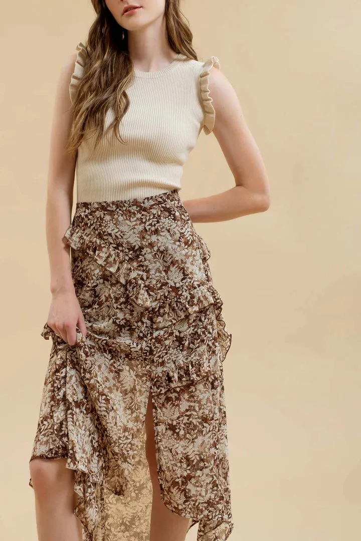 Thigh Slit Floral Skirt