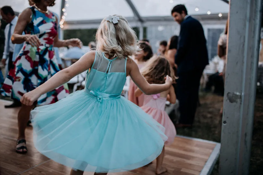 Tiffany Blue Tulle White Lace Short Flower Girl Dresses, FGS111