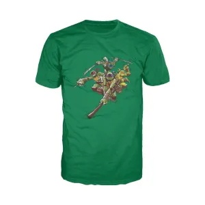 TMNT Group Attack Official Men's T-shirt (Green)