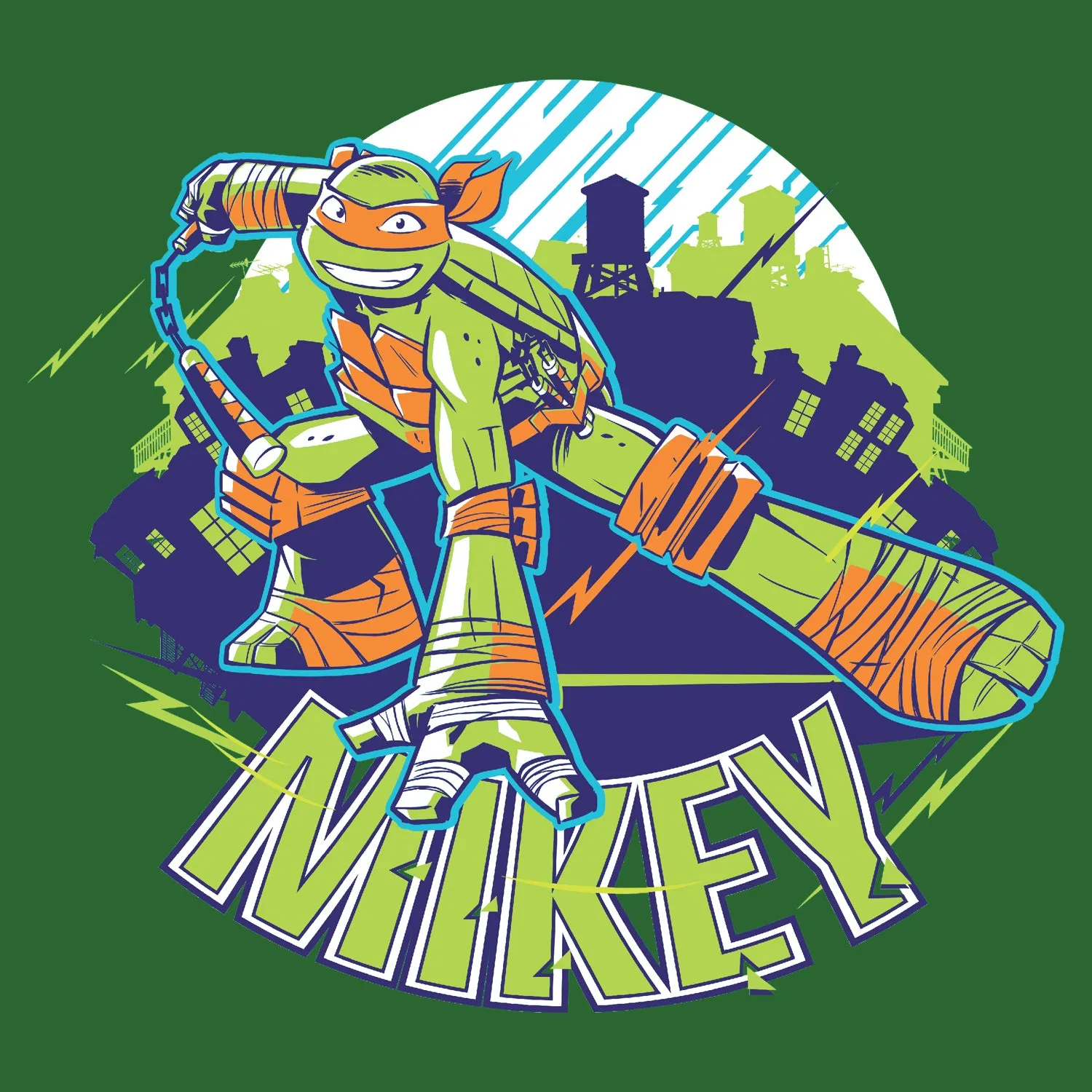 TMNT Michaelangelo Mikey Official Kid's T-Shirt (Green)