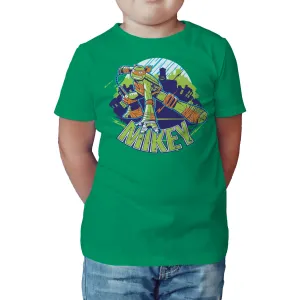 TMNT Michaelangelo Mikey Official Kid's T-Shirt (Green)