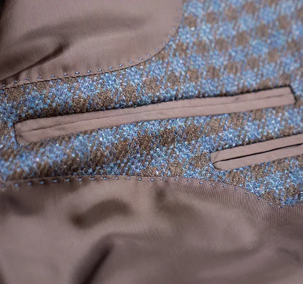 Toby Luper Signature Collection Blue & Brown Check Tweed