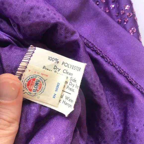 True Vintage 1970‘s Disco Sparkle Dress Midi Purple Glitter Cowneck Y2k Party Sm