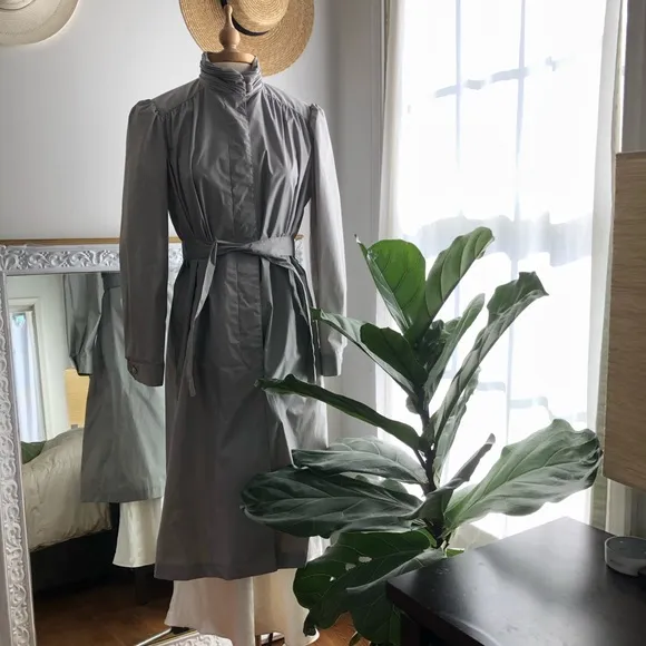 True Vintage gray midi length trench coat