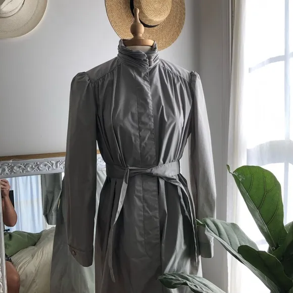 True Vintage gray midi length trench coat
