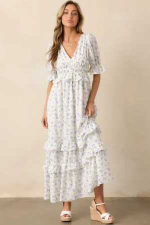 Tulip Tea Time Ivory Floral Ruffle Maxi Dress