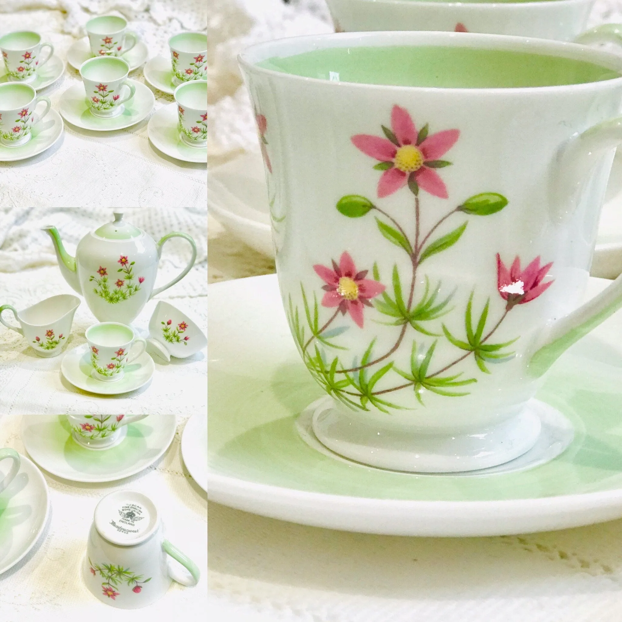Tuscan China Vintage Coffee Set “Meadowsweet” pattern
