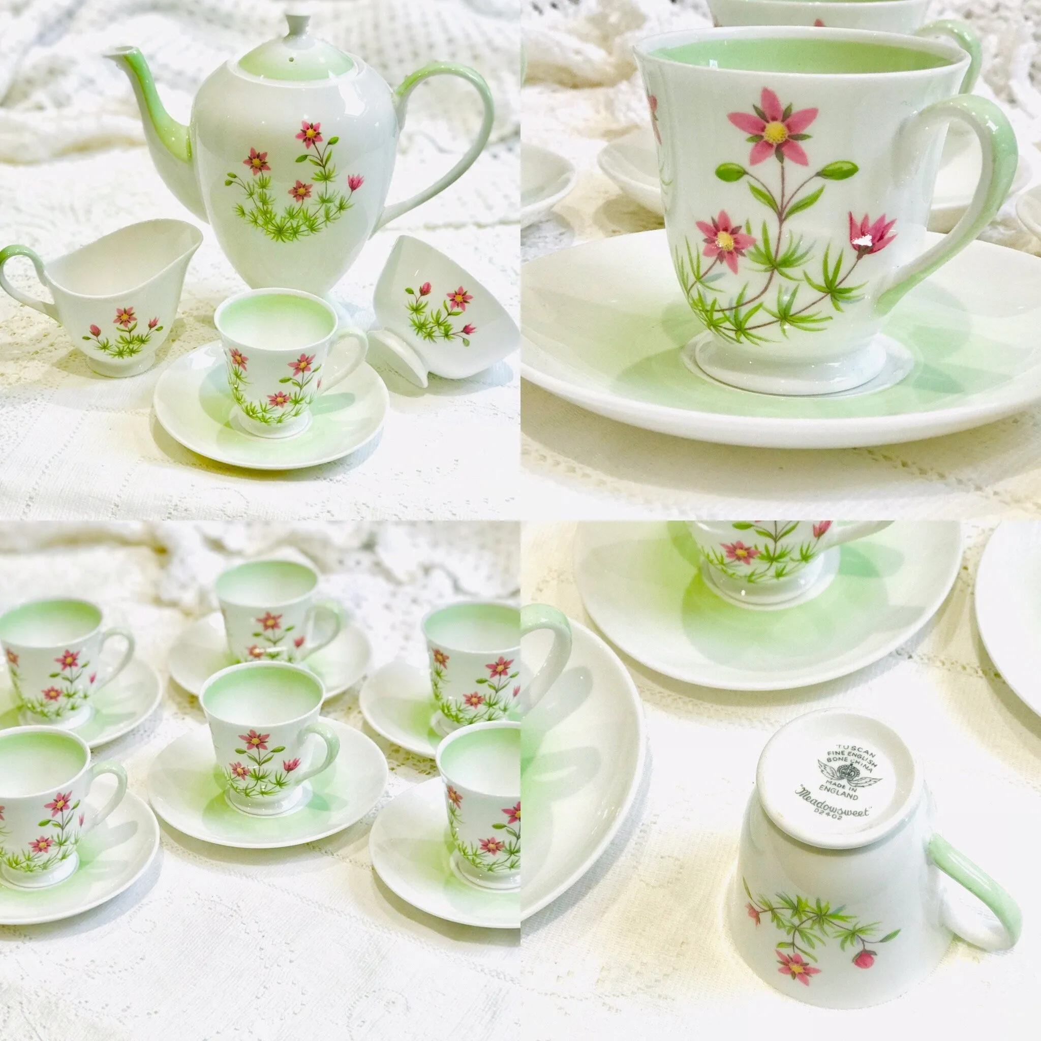 Tuscan China Vintage Coffee Set “Meadowsweet” pattern