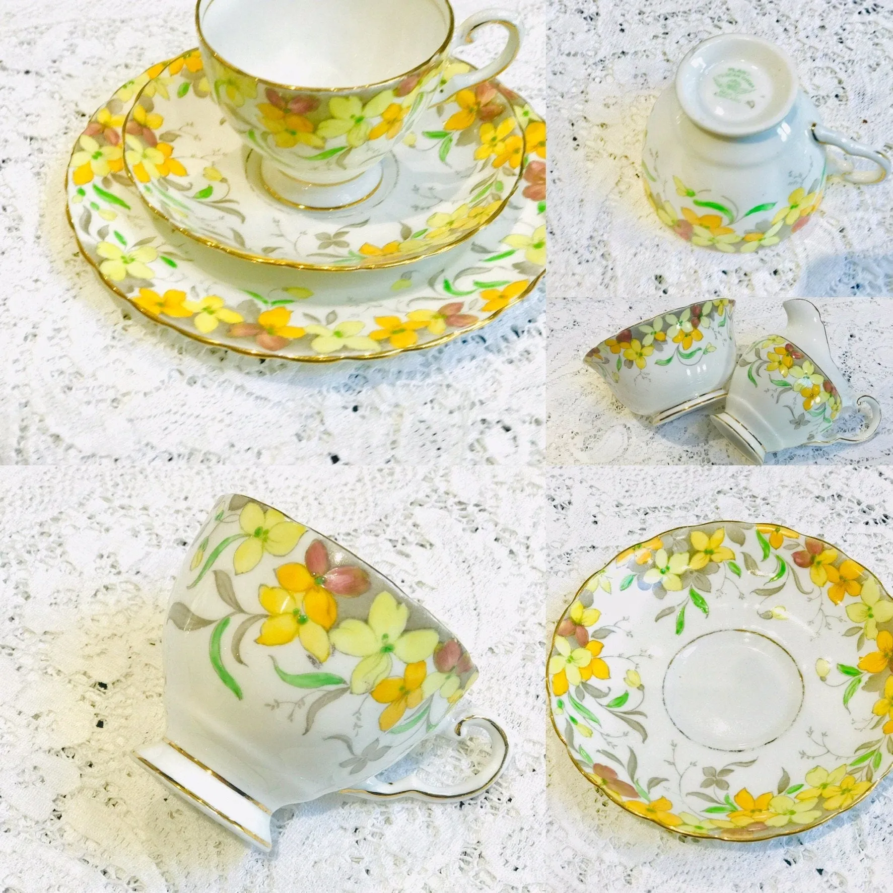Tuscan China Yellow Floral Vintage Tea Set for 6