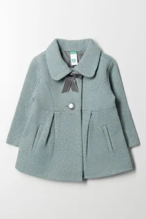 Tweed Coat With Pleats Light Green