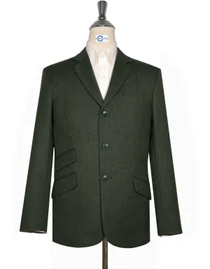 Tweed Jacket - Olive Green Herringbone Tweed Blazer