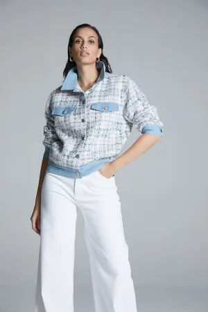 Tweed Jacket With Denim Detail