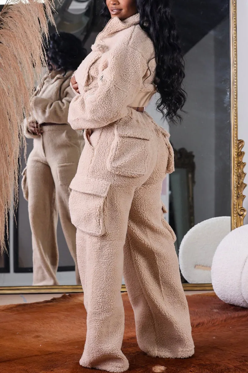 UI936 Woolen Polar Fleece Jacket Top and Pants Set