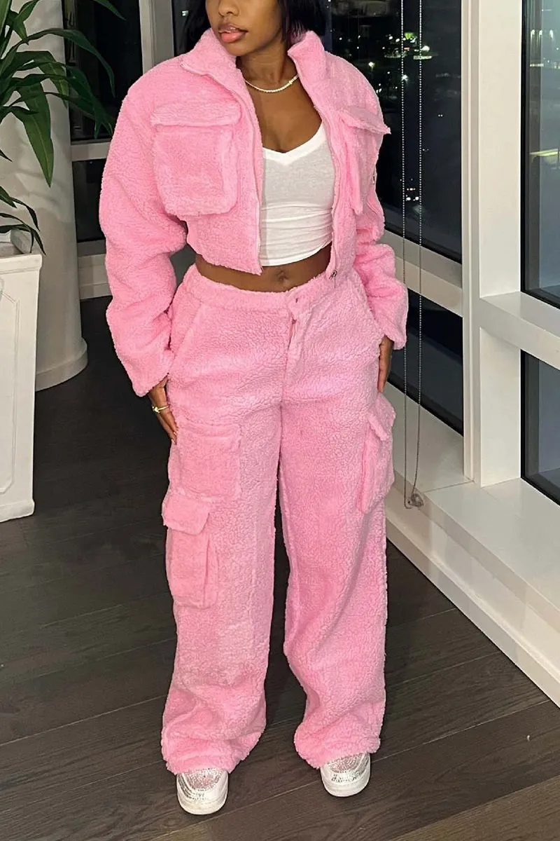 UI936 Woolen Polar Fleece Jacket Top and Pants Set