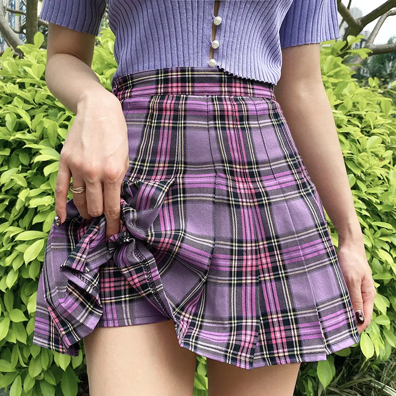 Ulzzang plaid pleated skirt KF81326