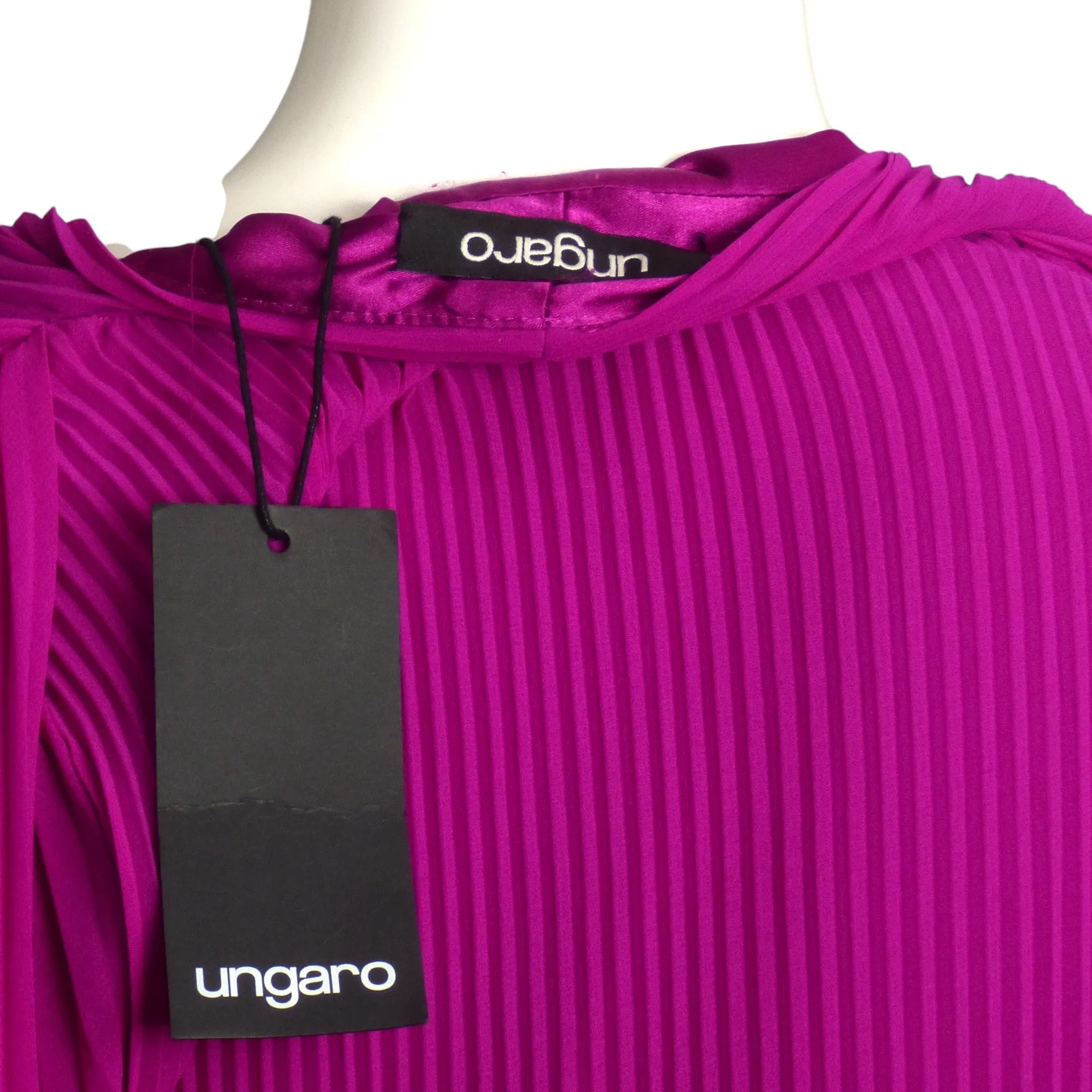 UNGARO- NWT 2024 Pink Chiffon Jolie Pleat Dress, Size 10