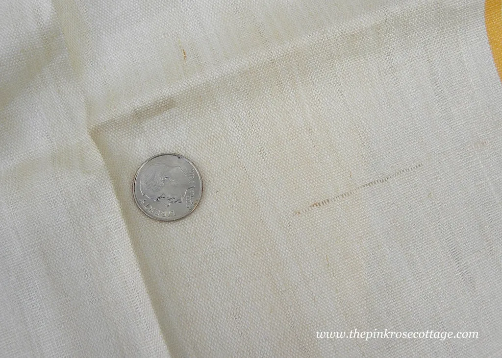 Unused Vintage Linen Yellow and White Kitchen Tea Towel