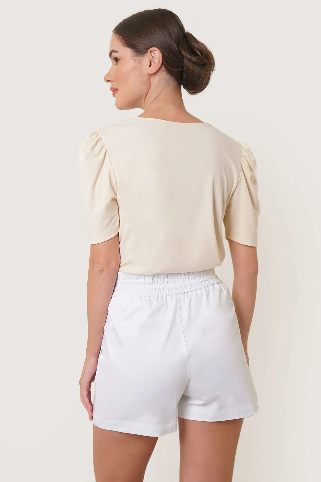 V-Neck Puff Sleeve Tee