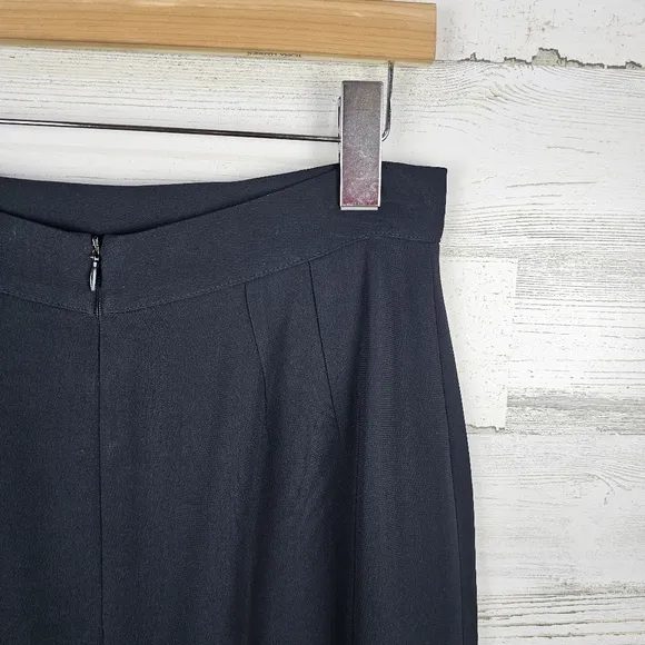 Valentino Miss V Italian Midi Skirt Sz 10 Black Vintage Designer Classic Career