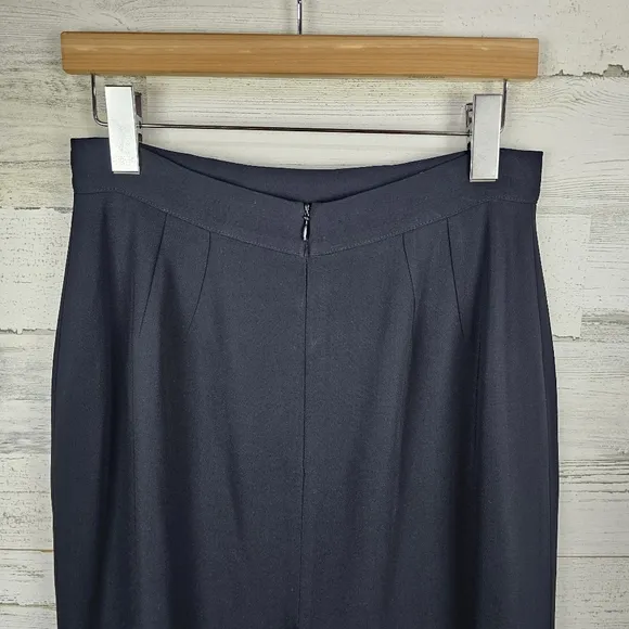 Valentino Miss V Italian Midi Skirt Sz 10 Black Vintage Designer Classic Career
