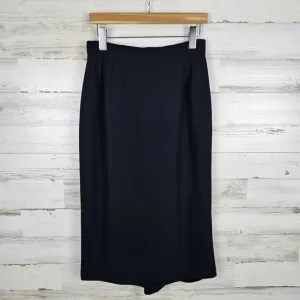 Valentino Miss V Italian Midi Skirt Sz 10 Black Vintage Designer Classic Career