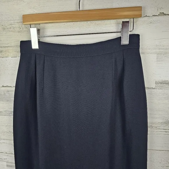 Valentino Miss V Italian Midi Skirt Sz 10 Black Vintage Designer Classic Career