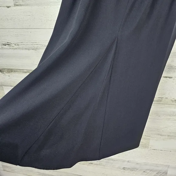Valentino Miss V Italian Midi Skirt Sz 10 Black Vintage Designer Classic Career