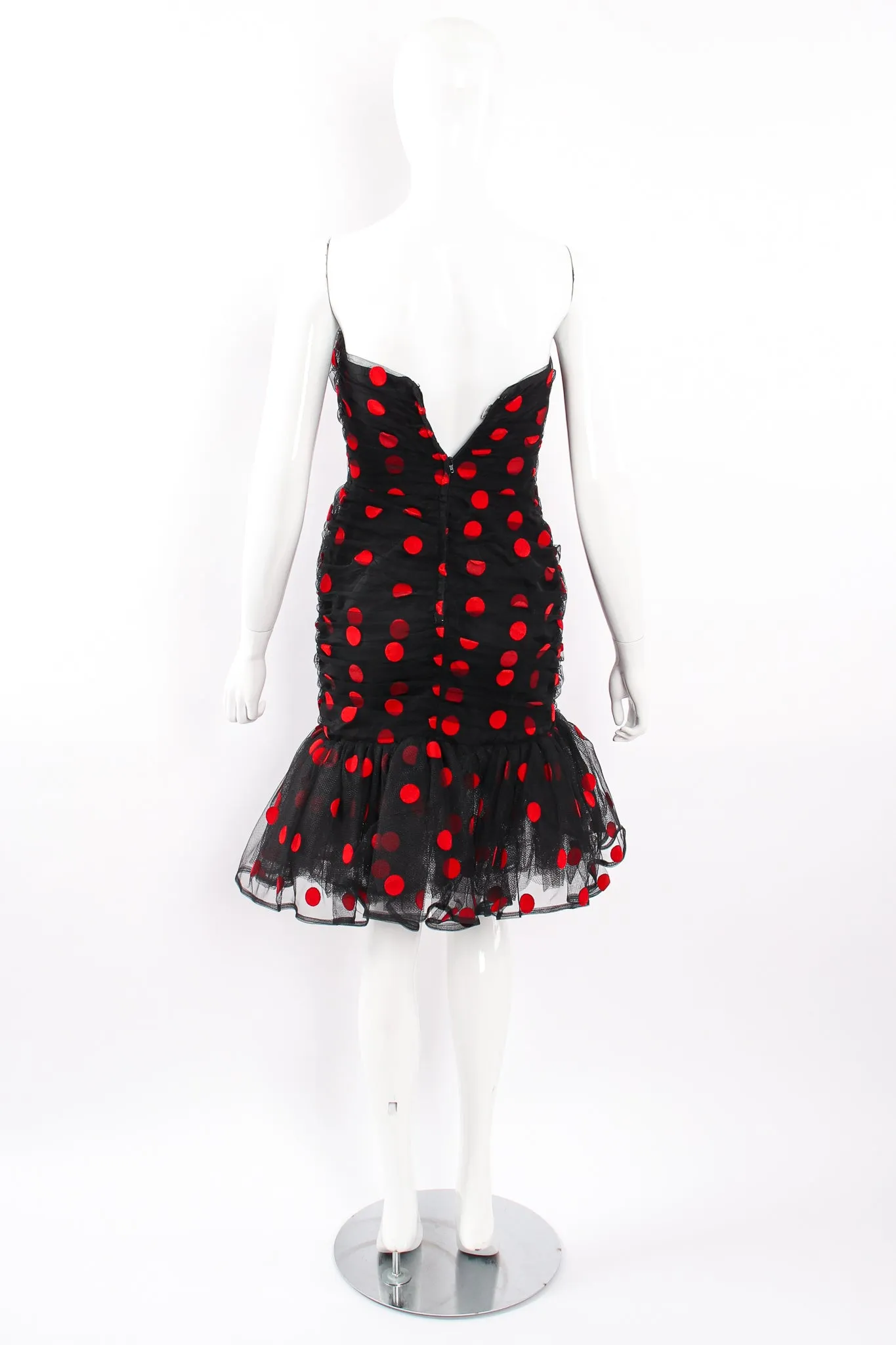 Velvet Dot Sweetheart Flounce Dress