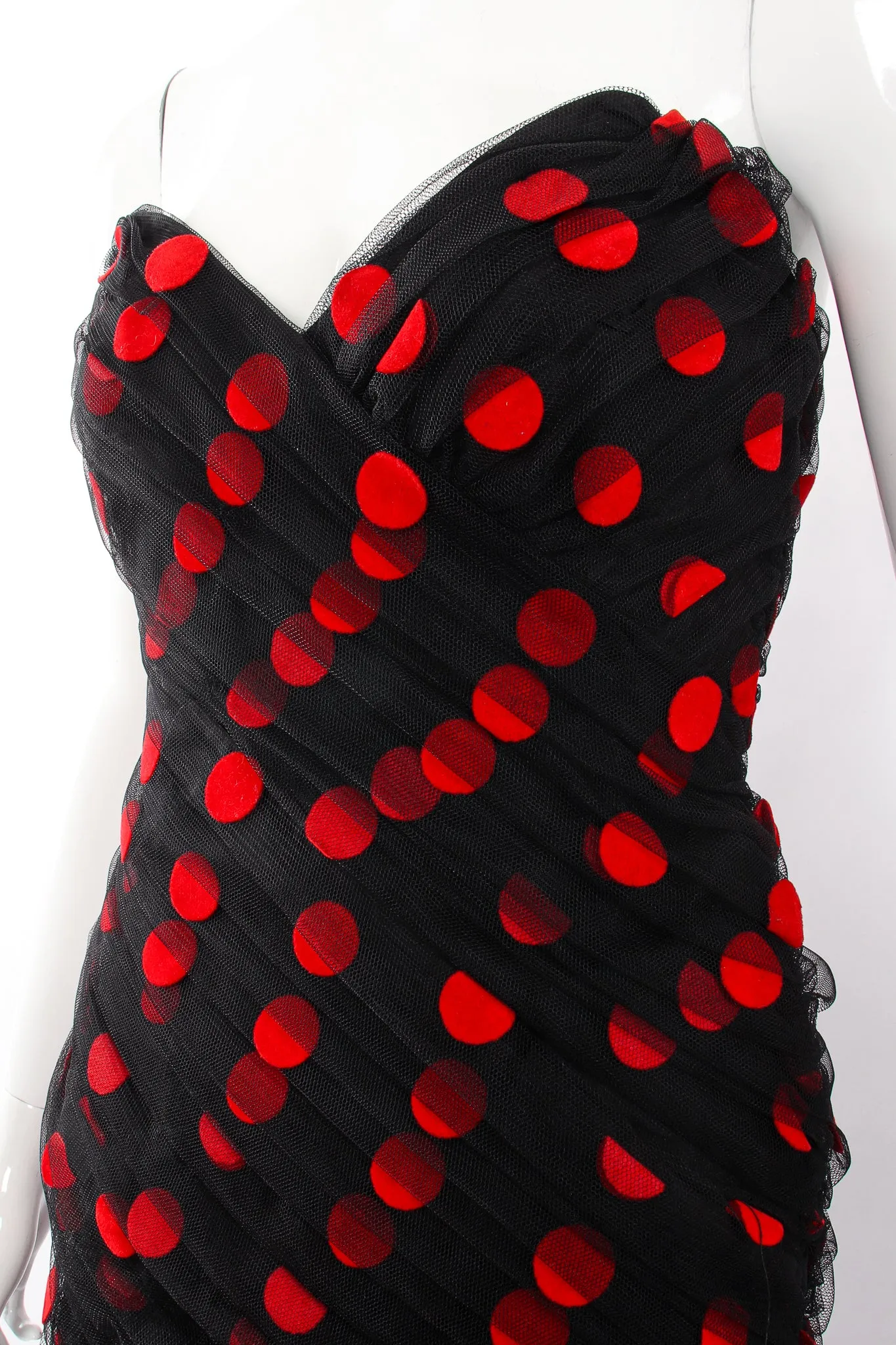 Velvet Dot Sweetheart Flounce Dress