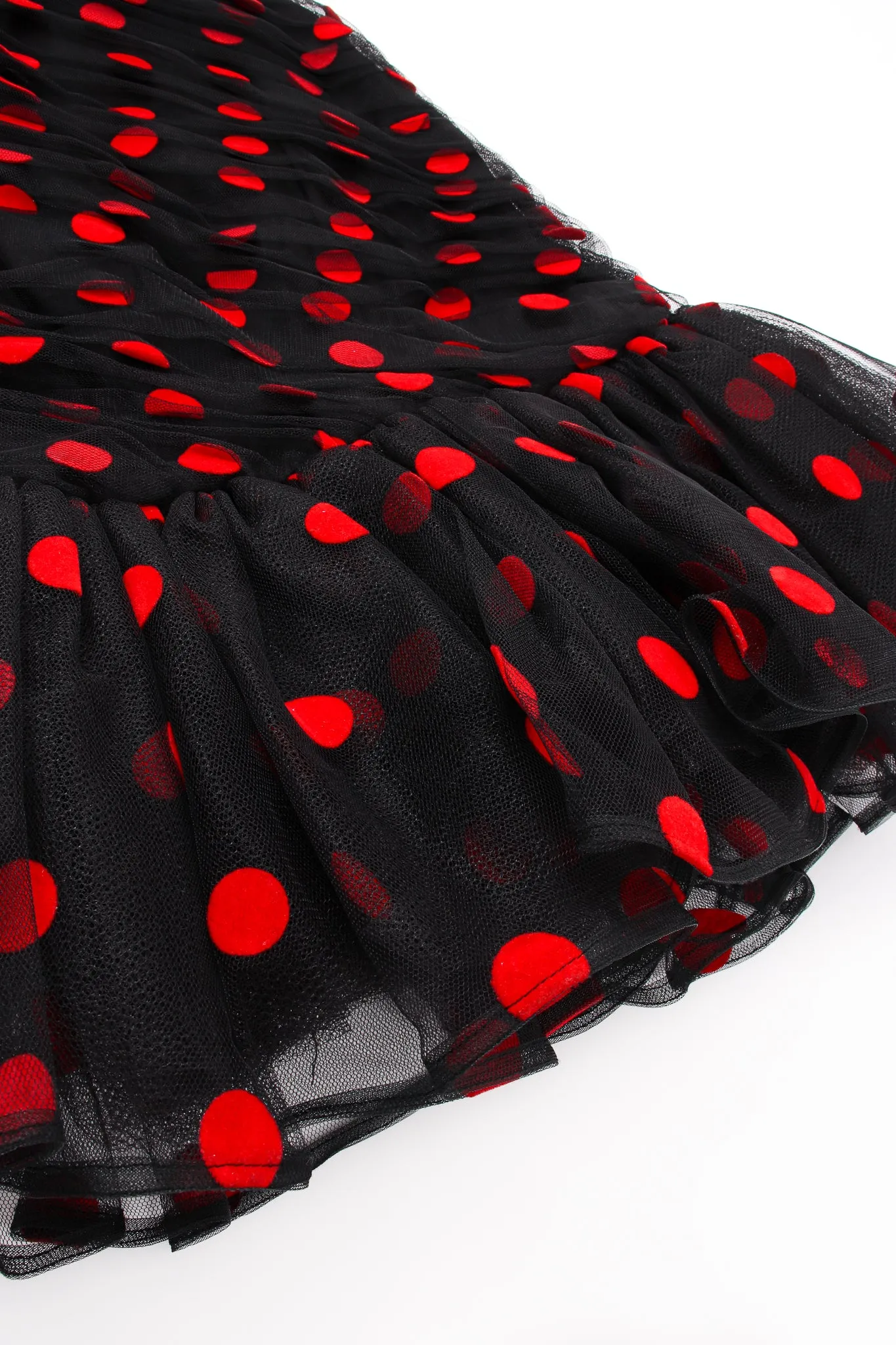 Velvet Dot Sweetheart Flounce Dress