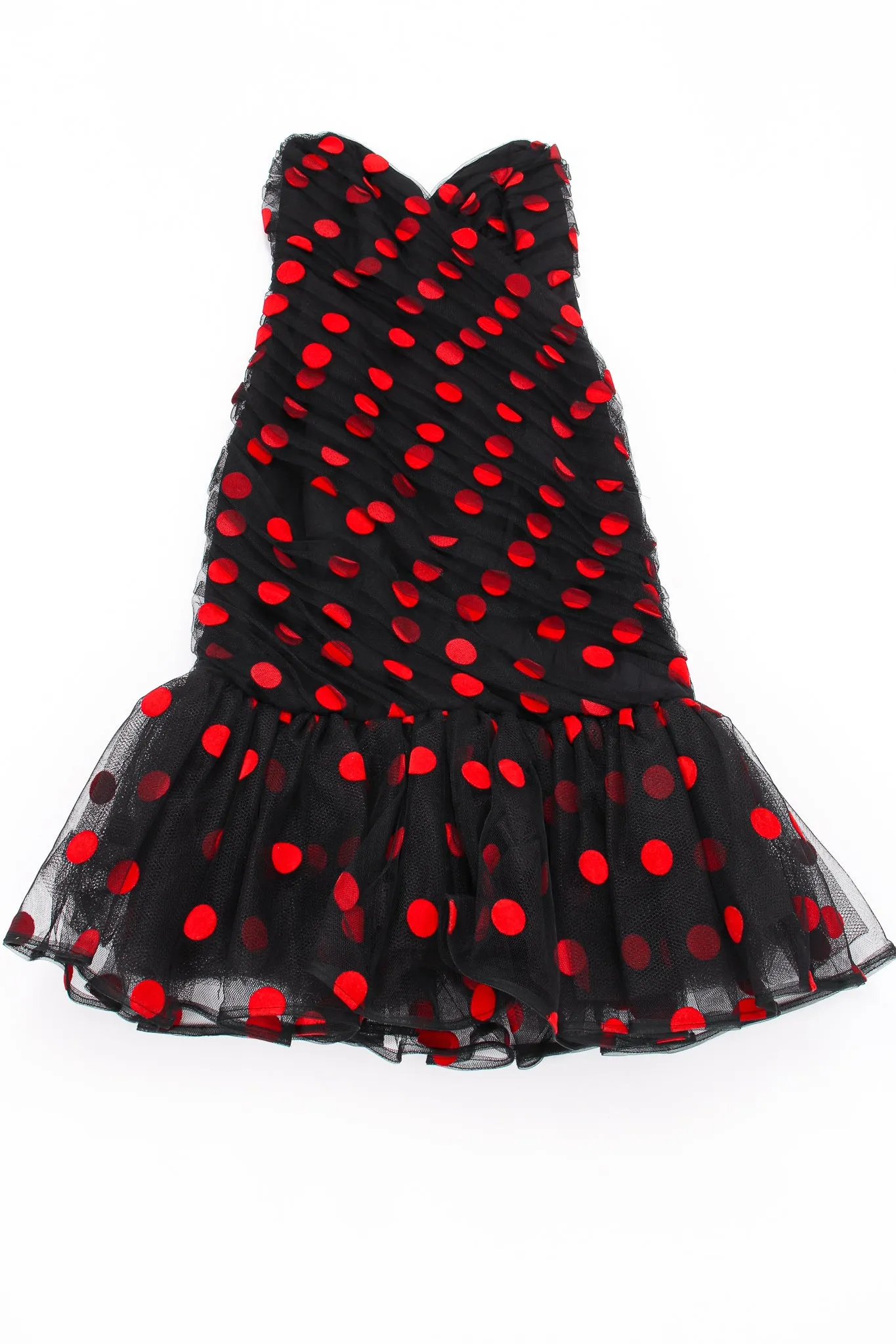 Velvet Dot Sweetheart Flounce Dress