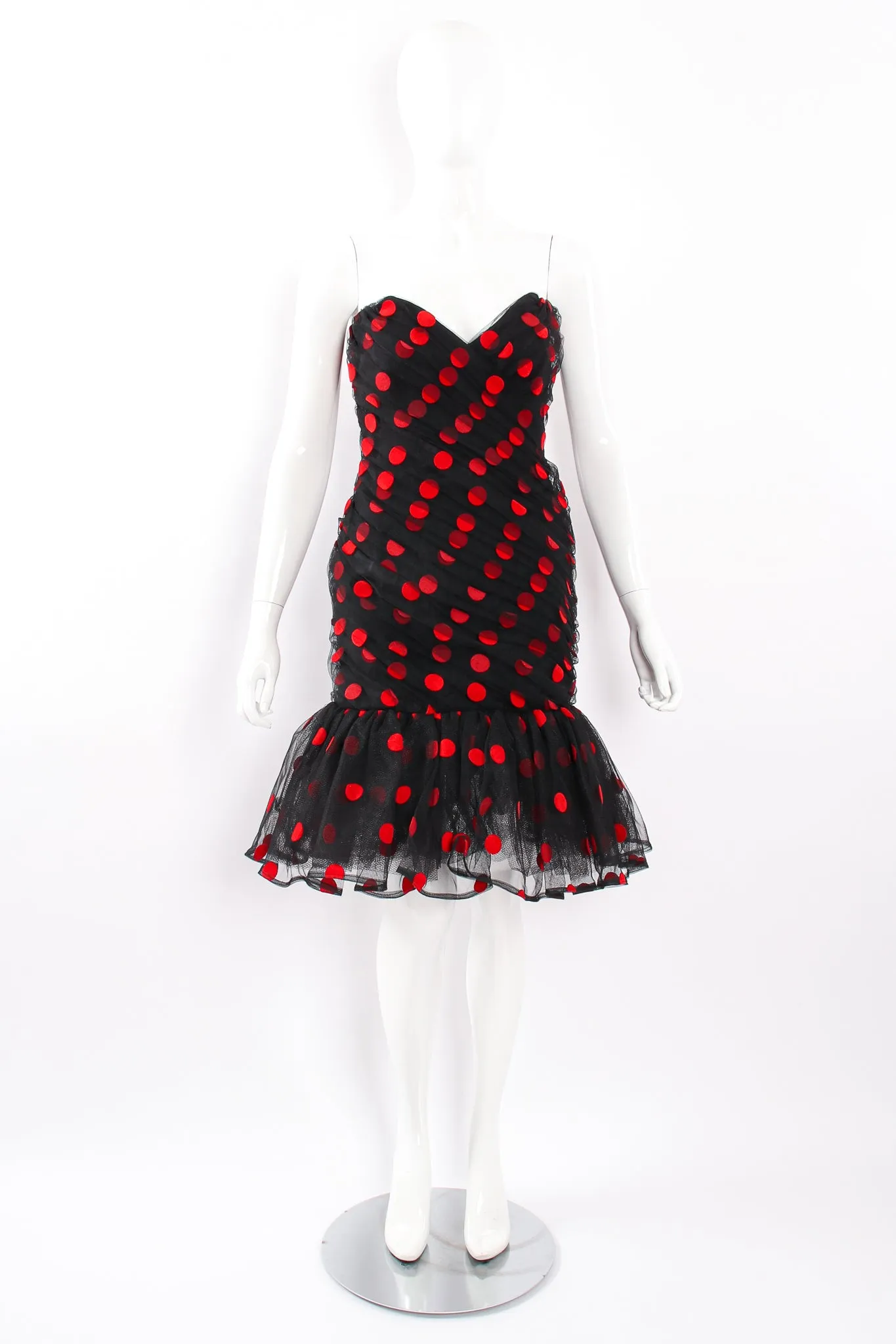 Velvet Dot Sweetheart Flounce Dress