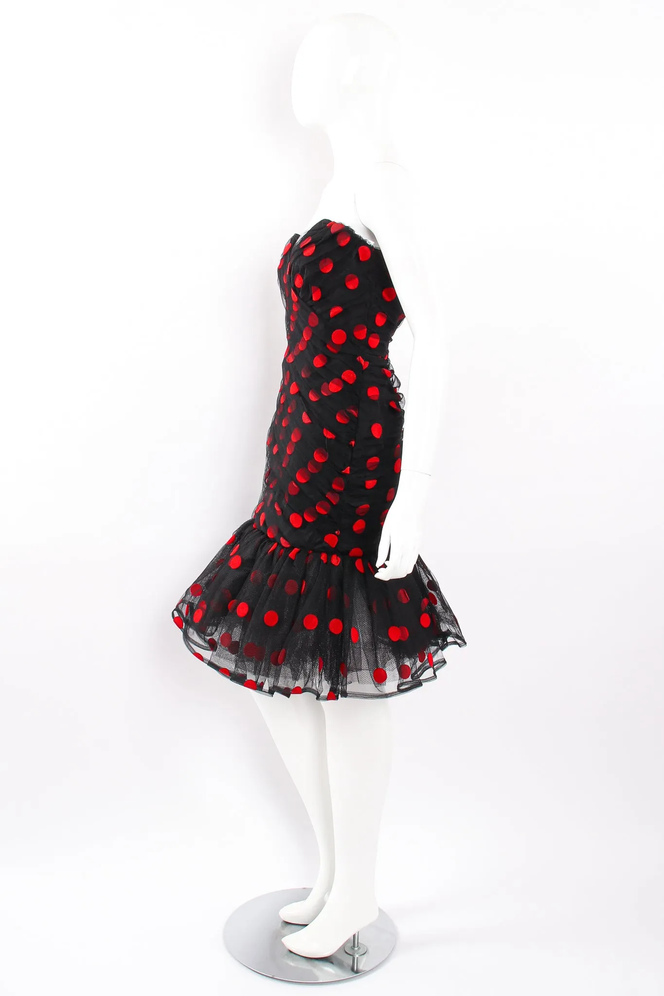 Velvet Dot Sweetheart Flounce Dress