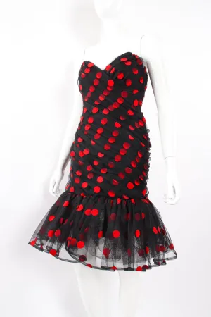 Velvet Dot Sweetheart Flounce Dress