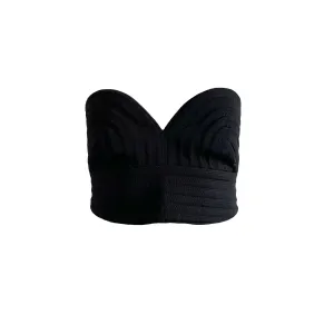 Versace Black Pleated Bustier Top