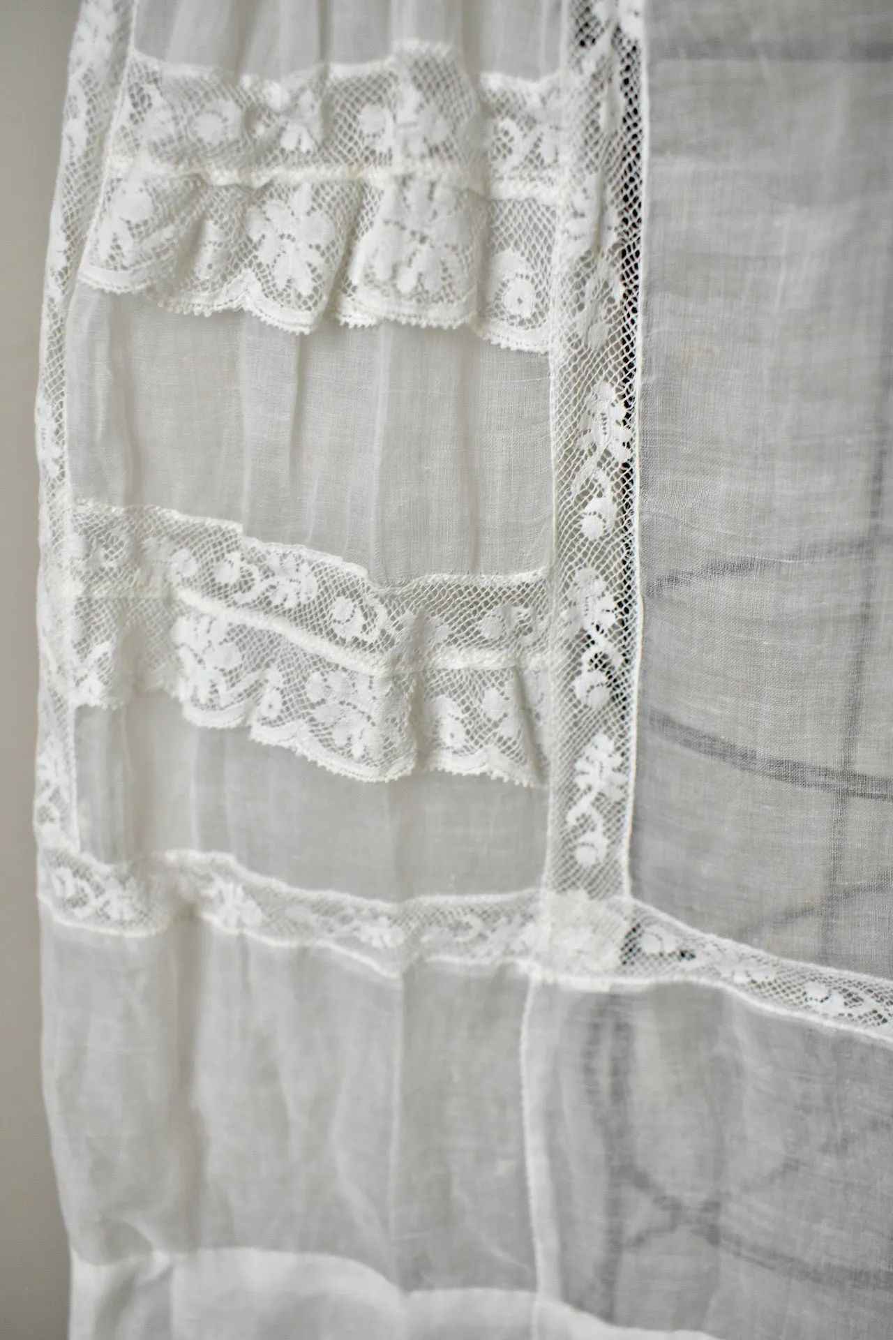 Vintage 1920s Organdy Tea Dress w/ Lace Insertions