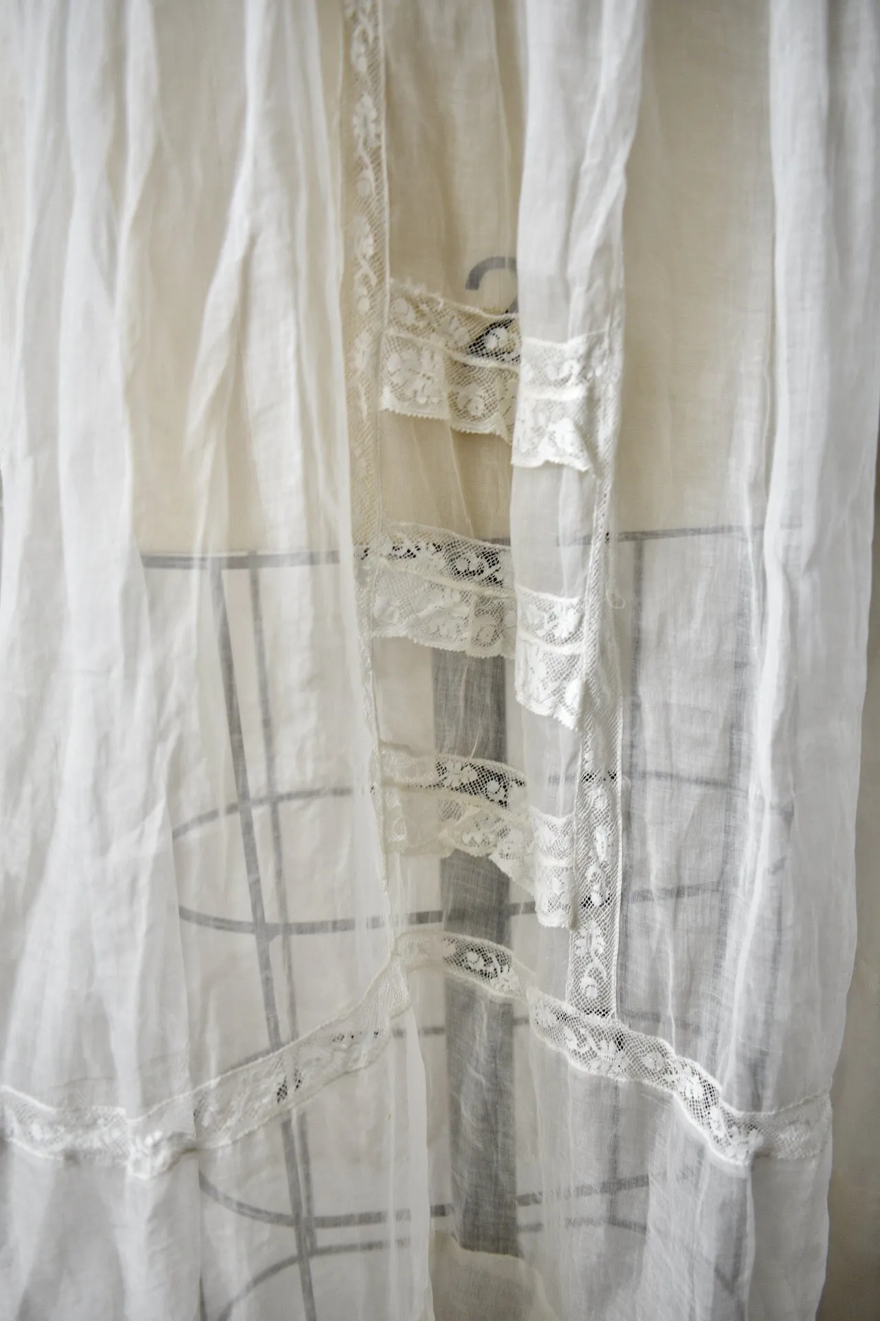 Vintage 1920s Organdy Tea Dress w/ Lace Insertions