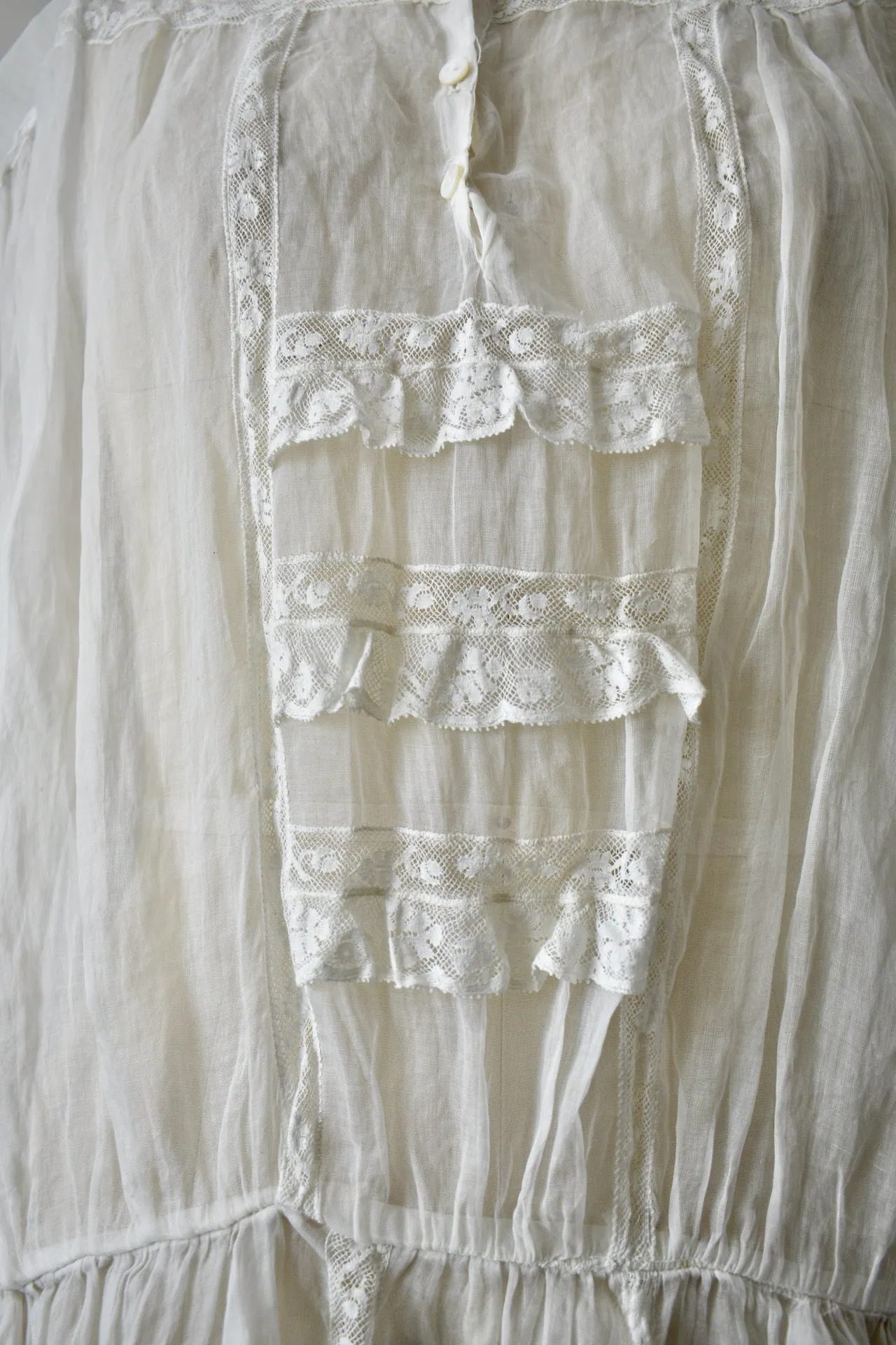 Vintage 1920s Organdy Tea Dress w/ Lace Insertions